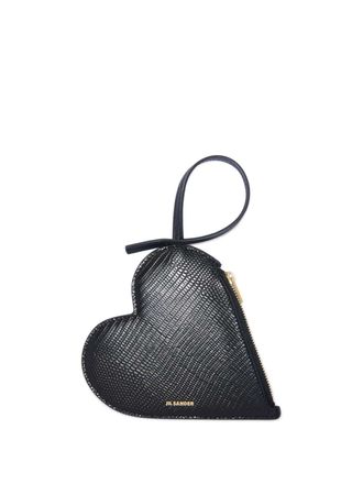 Jil Sander heart-shaped leather pouch - Black