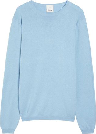Allude Elbow Patch Cotton and Cashmere-blend Jumper - Light Blue - XL