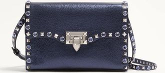 Valentino Garavani Valentino Garavani Rockstud Small Shoulder Bag In Laminated Calfskin With Cabochon Stones Wo