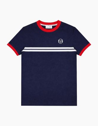 Sergio Tacchini Mens Sergio Tacchini Supermac T-Shirt Maritime Blue/Adrenaline Rush/White - Navy - Size: 40