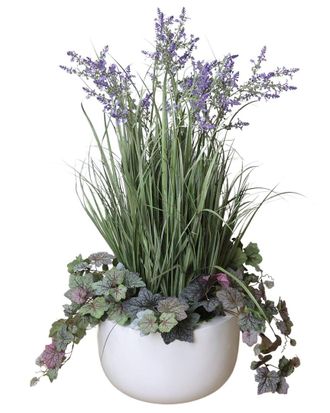 Creative Displays Inc. Handmade Faux Lavender & Begonia Arrangement In Fiberstone Pot