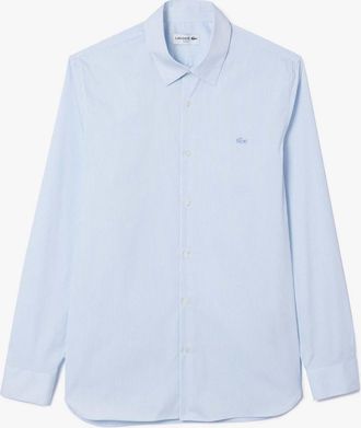 Lacoste Slim-Fit geruit overhemd in popeline voor heren in wit