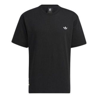 adidas originals Sports Leisure Back Print Round Collar Short Sleeve Mens Black HC6923