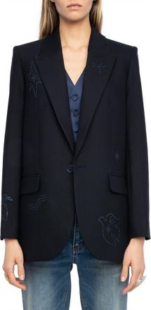 Zadig&Voltaire Vival Rhinestone Blazer in Marine at Nordstrom, Size 10 Us