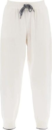 Brunello Cucinelli Cashmere Joggingbroek voor Vrouwen - Dames - Sweatpants - Beige - S - Kasjmier - Broeken