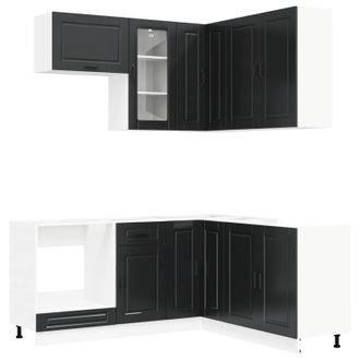 vidaXL Unidad De Cocina Porto 8 Uds. Negro Madera De Ingenier&iacute;a Vidaxl