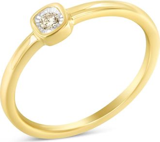 House of Brilliance 14K Yellow Gold Plated Silver Diamond Accent Square Cushion Shaped Promise Ring in Yellow Gold Over Silver at Nordstrom, Size 6
