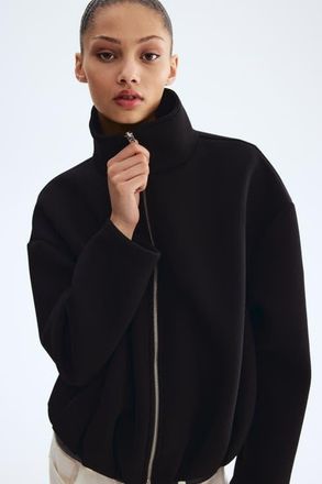 H&M Scuba Knit Jacket in Black at Nordstrom, Size X-Small