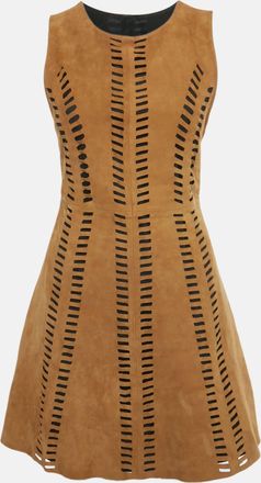 Maje Brown Suede Cut-Out Mini Dress