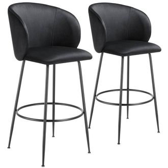 TecTake Bar Stool Luana Black/Black Set Of 2 in Black