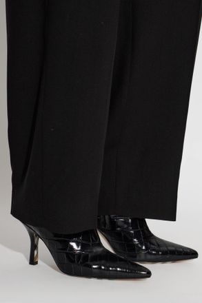 Burberry Leather Heeled Ankle Boots, Womens, Black