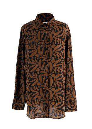 Matteau Brown Palm Printed Silk Shirt - Matching pants avaialble Size S