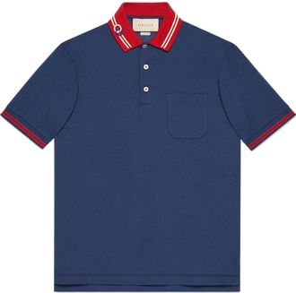 Gucci SS22 Cotton piquet polo shirt with Interlocking G Dark Ink Red 658067-XJDI2-4714