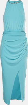 Self Portrait Blue Jersey Halter Midi Dress