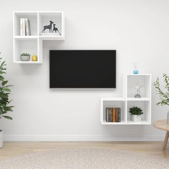 vidaXL Juego De Muebles De Sal&oacute;n 4 Piezas Madera De Ingenier&iacute;a Blanco Vidaxl