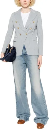 Circolo 1901 Blue Stripes Notched Lapel Blazer