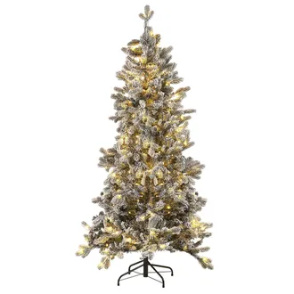 Beliani &Aacute;rbol De Navidad Artificial Blanco Nieve Sint&eacute;tica 180 Cm Ramas Con Bisagras Pre Iluminado Festividad Tatlow
