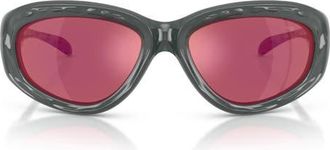 Diesel 63mm Oversize PIllow Sunglasses in Shiny Grey /Dark Violet at Nordstrom