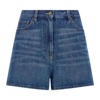 Valentino Garavani Denim Shorts met V Gold - Dames - Denim shorts - Blauw - W28 - Denim - Korte Broeken