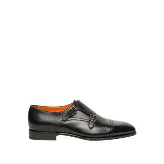 Santoni Schoenen, Heren, Zwart, 42 EU, Dubbele gesp loafer