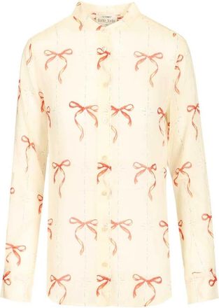 Forte_Forte Serafino Shirt - Dames - Overhemden - Rood - L - Katoen - Overhemden