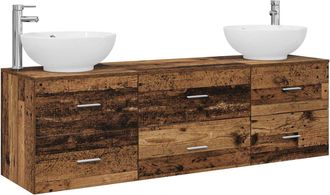 vidaXL Juego De Muebles De Ba&ntilde;o 3 Uds. Madera Envejecida Vidaxl