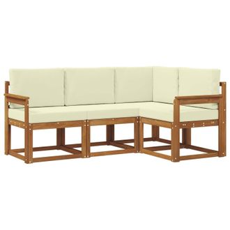 vidaXL Conjunto De Sof&aacute;s De Exterior Con Coj&iacute;n 4 Pcs Natural Y Crema Vidaxl