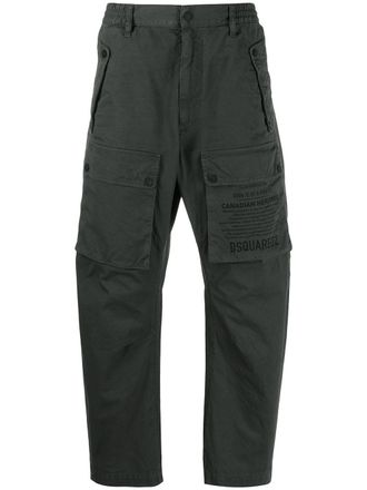 Dsquared2 printed logo cargo trousers - men - Cotton/Cotton - 52 - Grey
