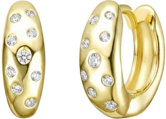 Rachel Glauber 14K Plated Cz Hoop Earrings