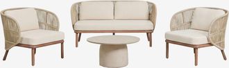 Sklum Conjunto De Jard&iacute;n Con Sof&aacute; De 2 Plazas, 2 Sillones Capri Y Mesa De Centro Redonda &Oslash;75 Cm En Cemento Layana Sklum