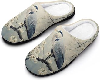 Generic Grey Heron Blue Womens Slippers Warm House Slippers Indoor House Shoes with Anti-Skid Rubber Sole