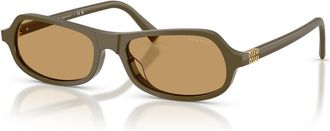 Miu Miu Narrow Rectangle-frame Sunglasses - Brown - One Size