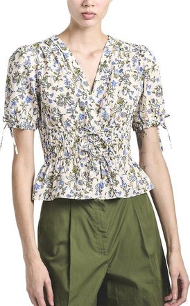 Derek Lam 10 Crosby Rhea Puff Sleeve V-Neck Top