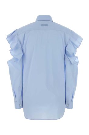 Moschino Womens Light-Blue Poplin Shirt Fantasiaazzurro Exterior: Cotton Elastane Camicie