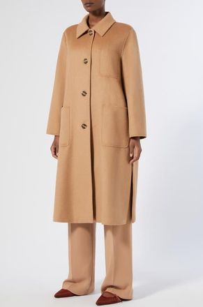 Marina Rinaldi Volto Virgin Wool Coat in Camel at Nordstrom, Size 14W