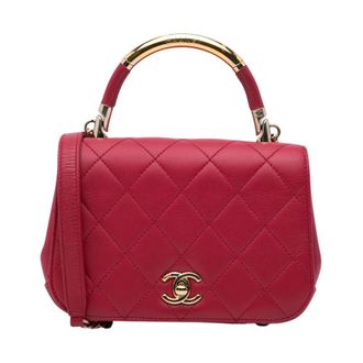 Chanel Pre-owned Mini Quilted Lambskin Carry Chic Flap Bag - Dames - Vintage Handtas - Roze - ONE Size - Leer - Vintage