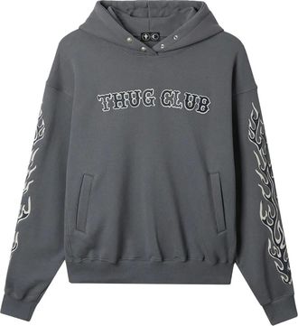 Thug Club Hoodie met vlammen - Grijs