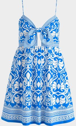 Alice & Olivia Melvina Tie-Front Gathered Babydoll Dress