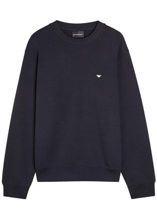 Emporio Armani Logo-embroidered Cotton-blend Sweatshirt - Navy - Xxl