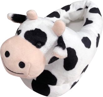 Generic Slippers Women Womens Flop For Home Warm Soft Shoes Cute Cow Design Closed Toe Fuzzy Indoor Clogs Cozy Home Slippers For Women(Black, 3.5-6)