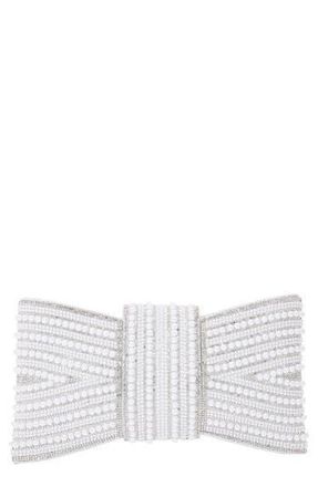 Berness Rhinestone Bow Clutch in Pearl/Beige at Nordstrom Rack