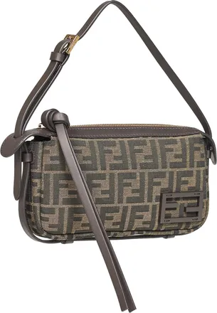 Fendi Womens Mini Shoulder Bag Brown Polyester