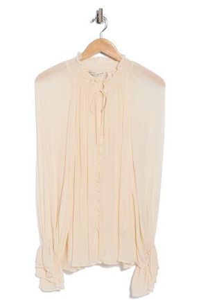 Alice & Olivia Josephine Tie Neck Top in Biscotti at Nordstrom Rack, Size X-Large