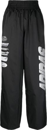 adidas logo-print elastic-waist track pants - women - Recycled Polyester - M - Black