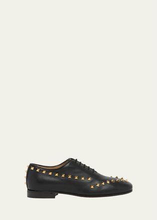 Valentino Garavani Mens Rockstud Leather Derby Shoes