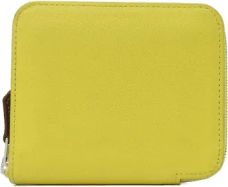 Herm&egrave;s Lime Yellow Epsom Leather Silk Coin Purse/Coin Case (Pre-Owned)