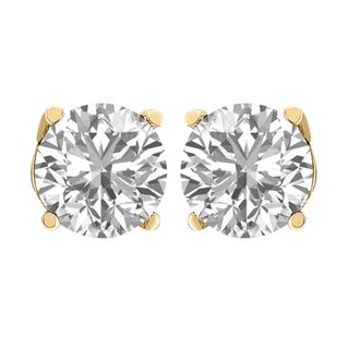 Diamond2Deal 14k Gold 0.50Ct Round Lab Grown Diamond Solitaire Stud Earrings