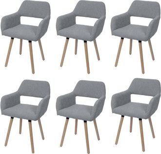 Hhg Hhg - Lote De 6 Silla De Comedor 873 Ii, Silla Silla De Cocina Silla Tapizada, Madera Tela/textil Boucl&eacute; (450g/m&sup2;) Mvg, Gris