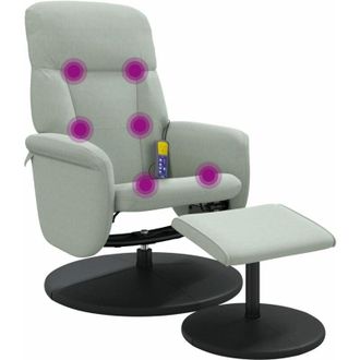 vidaXL Poltrona Massaggio Reclinante Poggiapiedi Grigio Chiaro Velluto Vidaxl