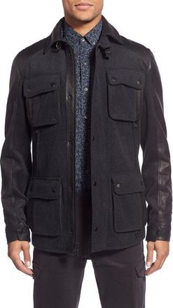 W.R.K Mixed Media Shirt Jacket in Charcoal at Nordstrom, Size Xx-Large